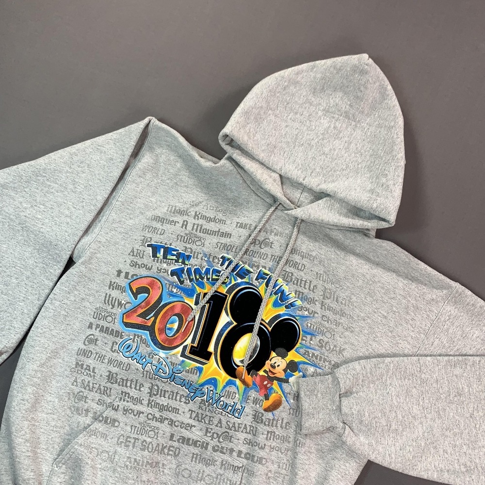 Disney Hoodie Mens Medium Gray 2010 Walt Disney World Mickey Fleece Pullover